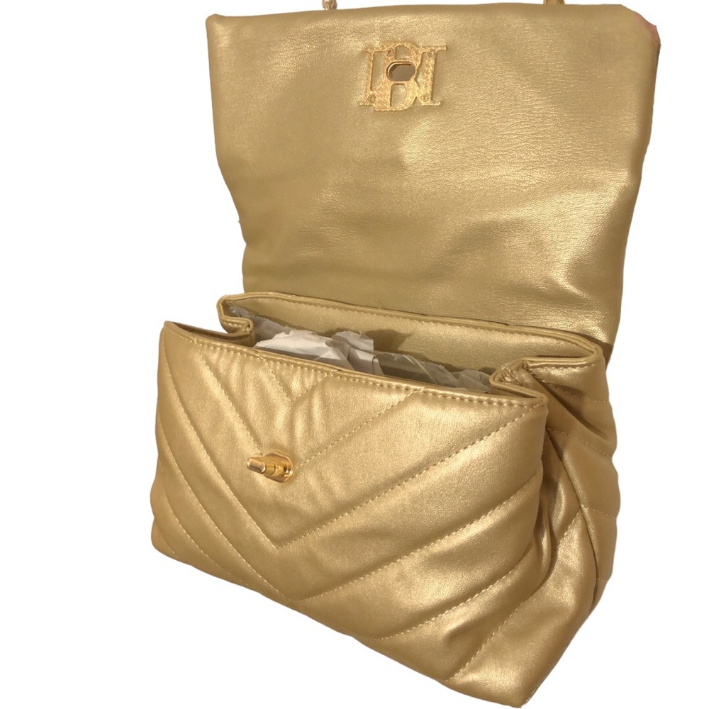 New Badgley Mischka Metallic Quilted Crossbody w Letter Lock Multi-winner HP! - Picture 7 of 16